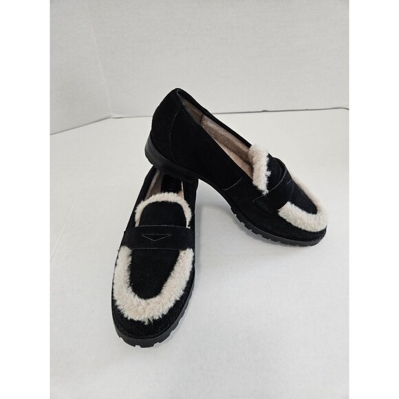 Talbots Cassidy Sherpa Suede Loafers Black Women’s Size 6.5 - Picture 2 of 7